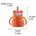 Cute Children's Food-Grade Silicone Straw Cups Handle Lid Baby Learning Drink Drop Resistant BPA Free 200ml Capacity - Image 6