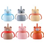 Cute Children's Food-Grade Silicone Straw Cups Handle Lid Baby Learning Drink Drop Resistant BPA Free 200ml Capacity - Image 7