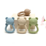 Hot Food Grade Silicone Teether Baby Rattle Toy Cartoon Animal Shape Baby Teether Sensory Toy Baby Educational Musical Toys