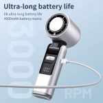 High-Speed Turbo Handheld AC Cooling Fan with LED Light
